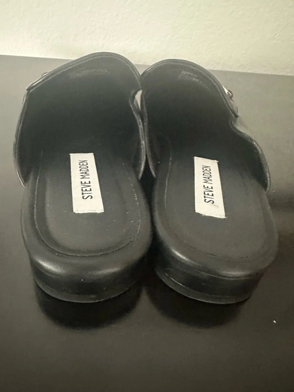 Steve Madden Mateo Black Leather Slide Loafers Men’s 10 NWOT